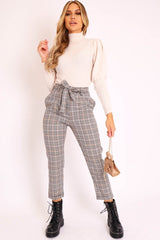 Cream High Neck Balloon Sleeve Jumper - Harriet-Jumper