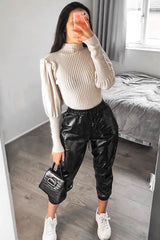 Cream High Neck Balloon Sleeve Jumper - Harriet-Jumper