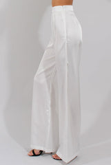 Cream High Waisted Satin Trousers - Alexia-Trousers