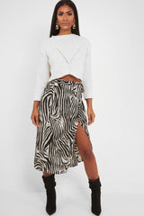 Cream Knit Detail Crop Jumper - Kiana-Crop Jumper