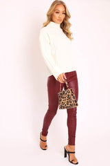 Cream Knit High Neck Jumper - Jaelynn-Jumper