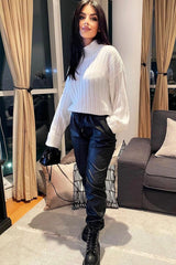 Cream Knit High Neck Jumper - Jaelynn-Jumper