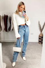 Cream Knit High Neck Jumper - Jaelynn-Jumper