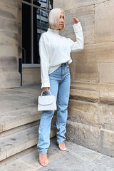 Cream Knit High Neck Jumper - Jaelynn-Jumper