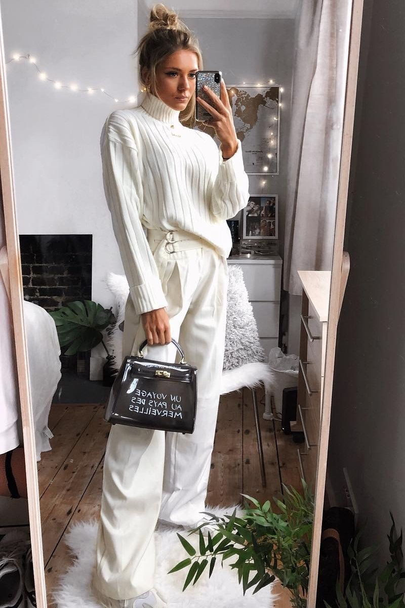 Cream Knit High Neck Jumper - Jaelynn-Jumper