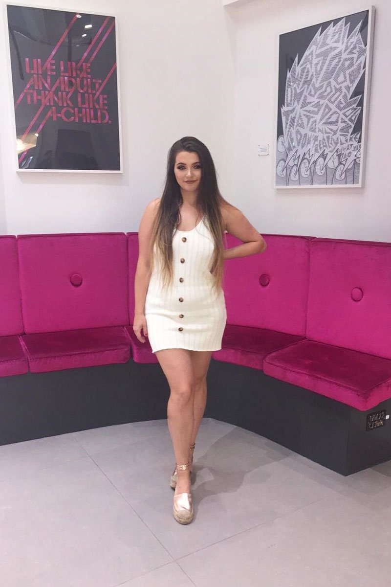 Cream Knitted Button Front Bodycon Dress - Cesia-Dresses