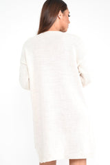Cream Knitted Longline Bobble Cardigan - Annette-Knitwear