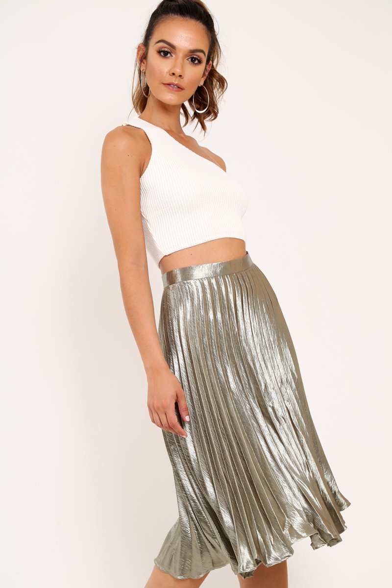 Cream Knitted One Shoulder Crop Top - Golde-Crop Tops