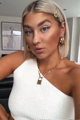 Cream Knitted One Shoulder Crop Top - Golde-Crop Tops