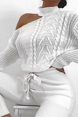 Cream Knitted Slash Neck Off Shoulder Jumper - Hazel-Jumper