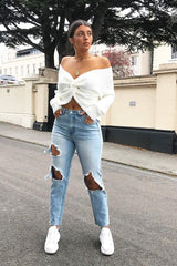 Cream Knot Knit Jumper - Kerri-Jumper