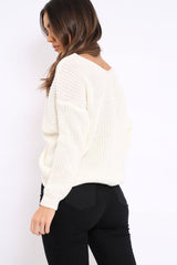 Cream Knot Knit Jumper - Kerri-Jumper