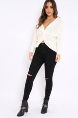 Cream Knot Knit Jumper - Kerri-Jumper