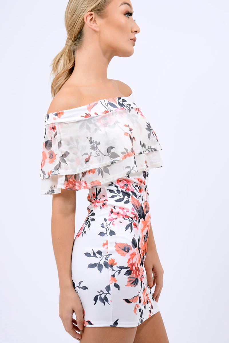 cream lace bardot dress Bardot Delaney Lace Midi Dress Ivory
