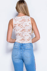 Cream Lace Bodysuit - Aubrey-Bodysuits