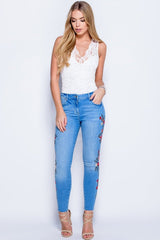 Cream Lace Bodysuit - Aubrey-Bodysuits