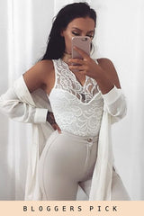 Cream Lace Bodysuit - Aubrey-Bodysuits