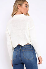 Cream Lace up Jumper - Deena-Jumper