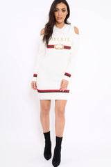 Cream Liberte Slogan Jumper Dress - Lizeth-Dresses