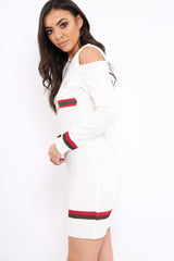 Cream Liberte Slogan Jumper Dress - Lizeth-Dresses