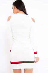 Cream Liberte Slogan Jumper Dress - Lizeth-Dresses