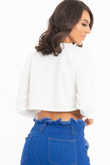 Cream Long Sleeve Crop Top - Nolan-Crop Tops
