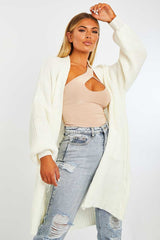 Cream Longline Knit Cardigan - Abbie-Cardigans