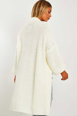 Cream Longline Knit Cardigan - Abbie-Cardigans