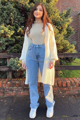 Cream Longline Knit Cardigan - Abbie-Cardigans
