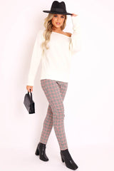 Cream Off Shoulder Knit Jumper - Brithany-Jumper