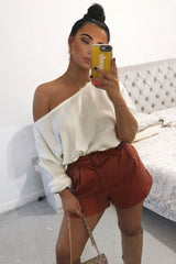 Cream Off Shoulder Knit Jumper - Brithany-Jumper