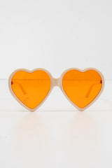 Cream Orange Tinted Lens Heart Shape Sunglasses - Elleah-Sunglasses