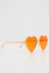 Cream Orange Tinted Lens Heart Shape Sunglasses - Elleah-Sunglasses