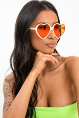Cream Orange Tinted Lens Heart Shape Sunglasses - Elleah-Sunglasses
