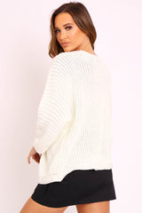 Cream Oversized Chunky Knit Cardigan - Courtney-Cardigans