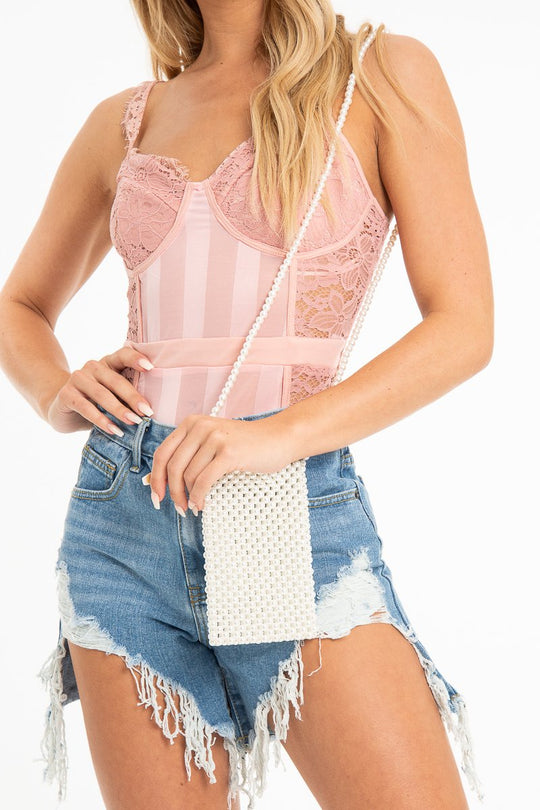 Cream Pearl Cross Body Pouch Bag - Estelle