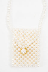 Cream Pearl Mini Brooch Detail Cross Body Bag - Jocelyn-Bags
