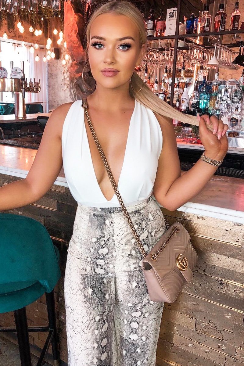 Cream Plunge Cross Back Bodysuit - Elenora-Bodysuits