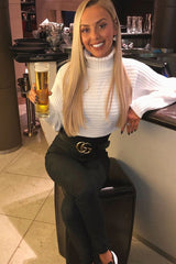 Cream Rib Knit Roll Neck Crop Jumper - Rylan-Crop Jumper