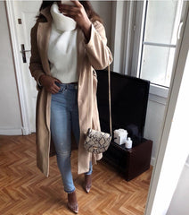 Cream Rib Knit Roll Neck Jumper - Brinna-Jumper