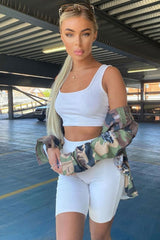 Cream Ribbed Crop Top and Cycling Shorts Co-ord - Nina-Co-ords