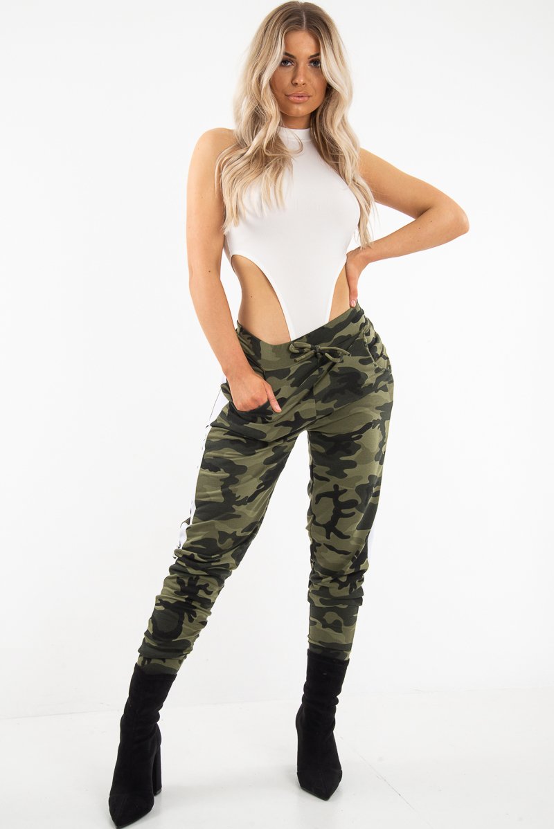 Cream Ribbed High Neck Sleeveless Bodysuit - Electra-Bodysuits