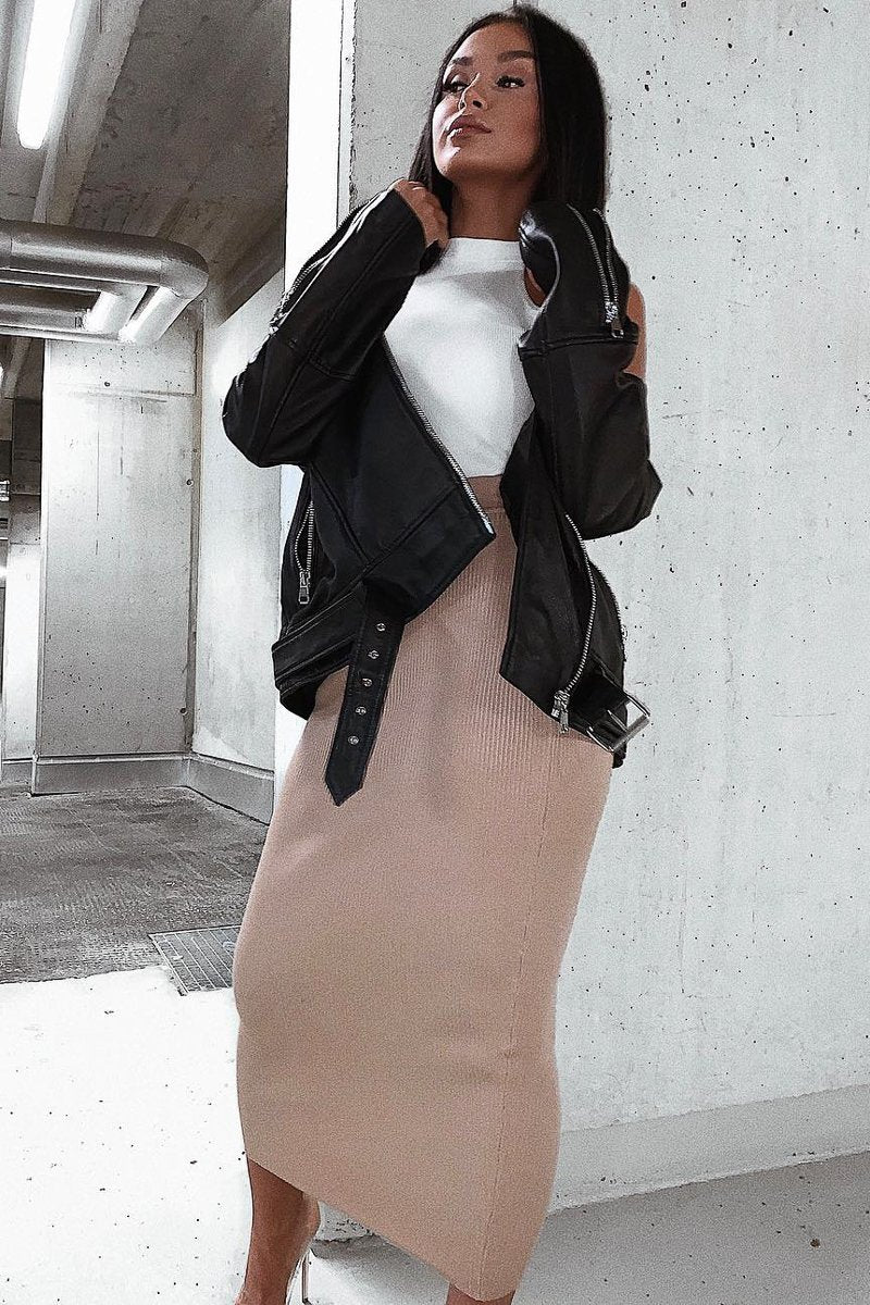 Cream Ribbed High Neck Sleeveless Bodysuit - Electra-Bodysuits