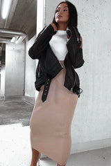 Cream Ribbed High Neck Sleeveless Bodysuit - Electra-Bodysuits