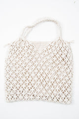 Cream Rope Knotted Braid Detail Tote Bag - Farah-Bags