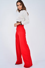 Cream Ruffle Hem With Stripe Trim Chunky Knit Crop Jumper - Alannah-Crop Jumper