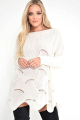 Cream Scallop Hem Knit Jumper - Elyssa-Jumper