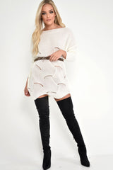 Cream Scallop Hem Knit Jumper - Elyssa-Jumper