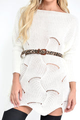 Cream Scallop Hem Knit Jumper - Elyssa-Jumper