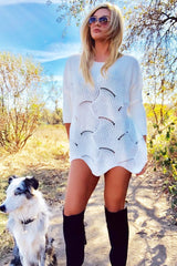 Cream Scallop Hem Knit Jumper - Elyssa-Jumper